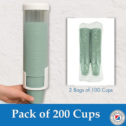 Henry Schein Disposable Cups, 5 oz, Green (200 Count) – Dental Rinse Cups, Double-Coated for Durability, Latex-Free, Embossed Grip, Ideal for Medical, Office, and Event Use