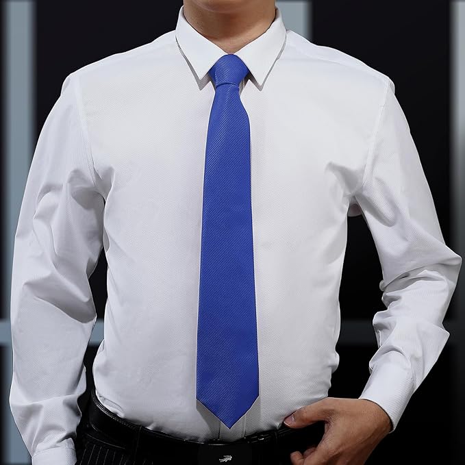 KOOELLE Men's Ties Solid Pure Color Plain Neckties Formal Black Ties For Men
