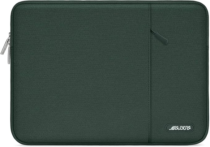MOSISO Laptop Case 16 inch, 15-15.6 inch Laptop Sleeve Compatible with MacBook Pro 16 M4 M3 M2 M1, HP Acer Dell Lenovo ASUS Notebook, Polyester Vertical Computer Sleeve Bag with Pocket, Midnight Green