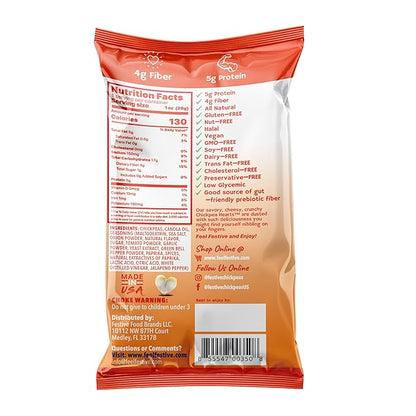 Feel Festive 12-Count Nacho Cheese Chickpea Garbanzo Beans - Crunchy Balanced Macro Nut Free Multipack Snacks - Non-GMO Vegan Soy-Free