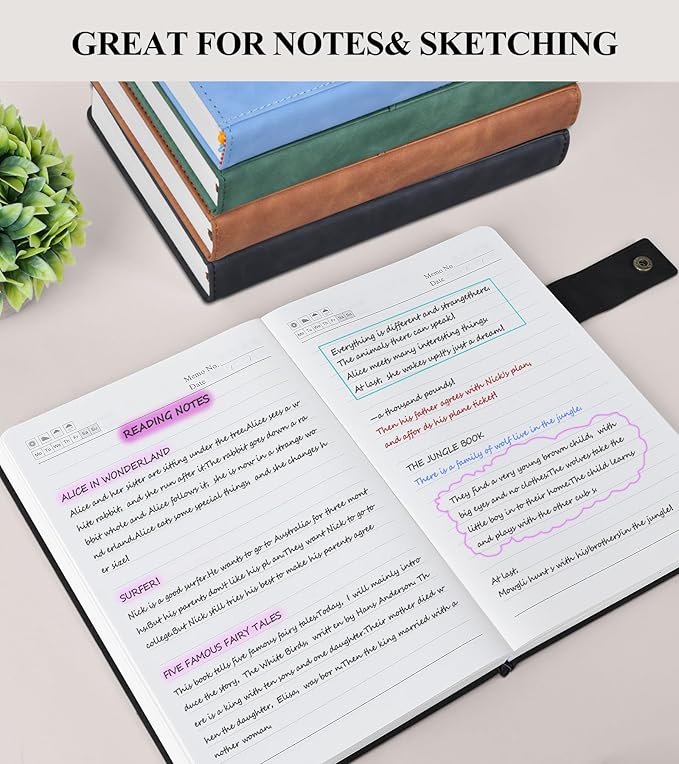 365 Page Thick Lined Journal Notebook for Men Women, A5 Leather Journals for Writing, Hardcover Notebooks for Work, School, Note Taking,Travel, Business,Personal Diary, College Ruled 5.9" x 8.4"