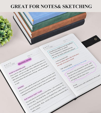 365 Page Thick Lined Journal Notebook for Men Women, B5 Large Leather Journals for Writing, Hardcover Notebooks for Work, School, Note Taking, Business, Travel Diary, College Ruled 7.6" x 10"