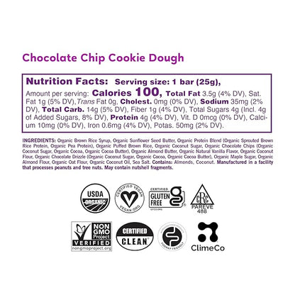 GoMacro Kids MacroBar Organic Vegan Snack Bars - Chocolate Chip Cookie Dough (0.90 Ounce Bars, 7 Count)