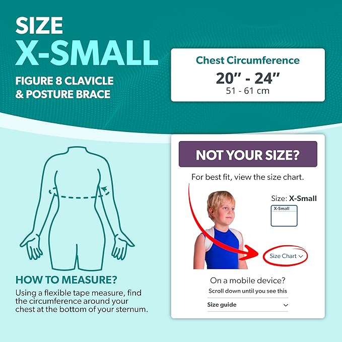 BraceAbility Pediatric Clavicle Support Brace - Figure 8 Upper Back Brace Posture Corrector for Kids, Shoulder Straightener, Kyphosis Relief, Youth Sling for Injuries and Fractures (Extra Small)