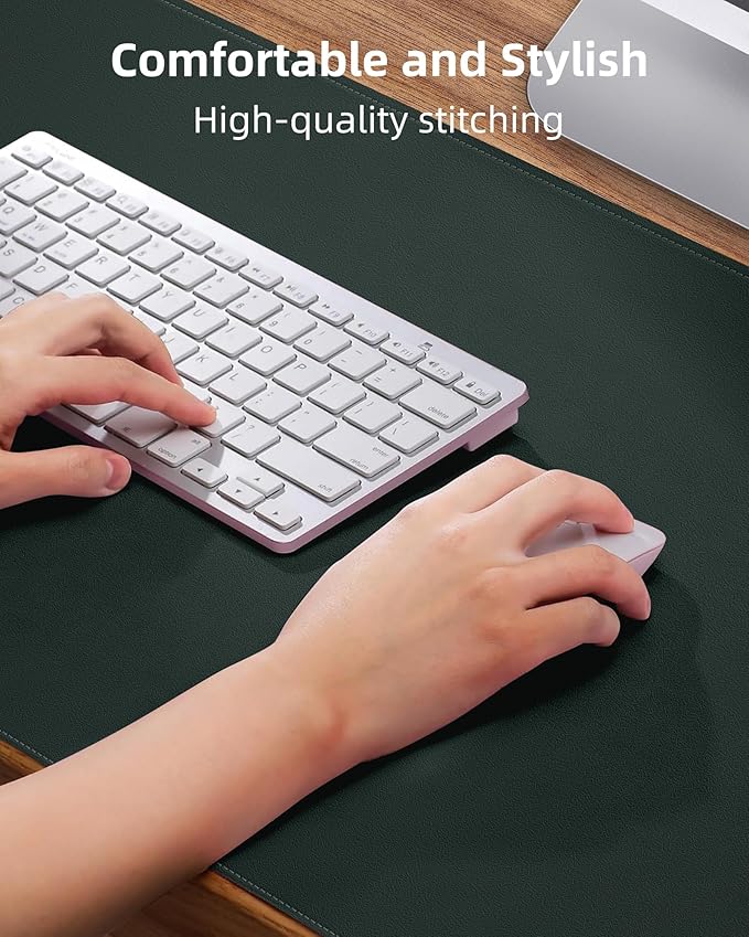 PU Leather Desk Pad – Large Waterproof Mouse Pad & Desk Protector Mat, 36×17" (Dark Green)