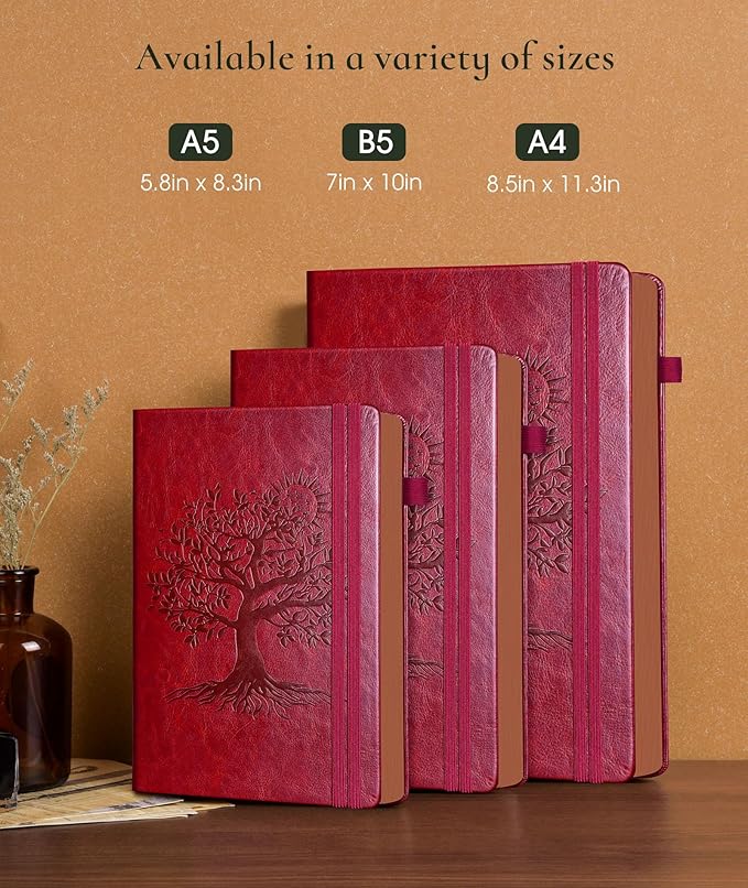 Vintage Leather Journal with 300 Numbered Pages,A4 Lined Journal for Men Women,Daily Journals for Writing,College Ruled Notebook for Work,School,Note taking,Travel Diary,Large (8.5" X 11.3")