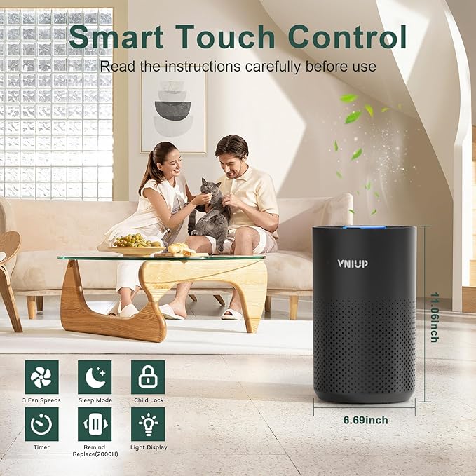 Air Purifiers for Bedroom Home up to 1000 ft², Vniup H14 True HEPA Room Air Purifiers for Bedroom, with Fragrance Function Sleep Mode& Light Mode Air Cleaner for Pet Dander Odor Dust Smoke
