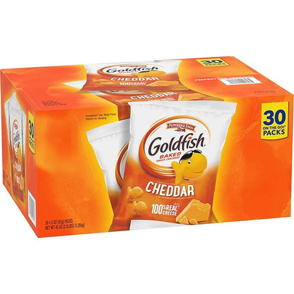 Goldfish Cheddar Crackers, 1.5 oz. Snack Packs, 30 Count