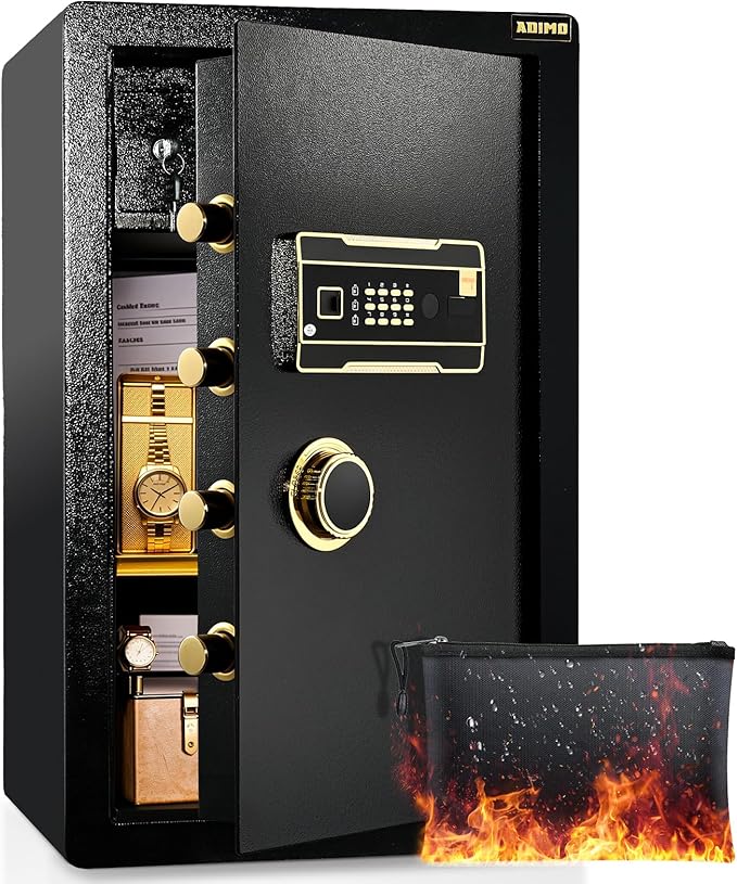 ADIMO Safe Box, 3.6 Cuft Large Heavy Duty Home Safe With Lockable Cabinet&Fireproof Waterproof Money Bag, Digital Keypad And Dual Key System, Big Money Box For Document Jewelry Collections Home Office