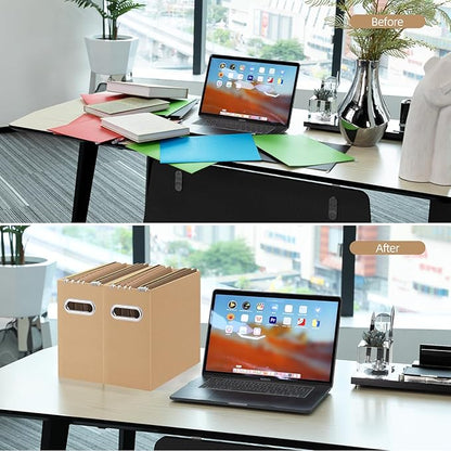 Oterri Cardboard File Organizer Box for Hanging File Folders Letter Size,File Box for Computer Desk,File Cabinet,Working Home,Office,Classroom (Brown, Letter Size - 4 Packs)