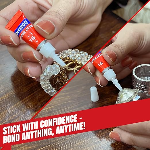GH1200-1 Gram (Pack of 48) Single-Use Super Glue All Purpose, Super Fast, Thick & Strong Adhesive Superglue, Cyanoacrylate Glue for Hard Plastics, DIY Craft, Ceramics, Frame, Leather, Metal, Etc