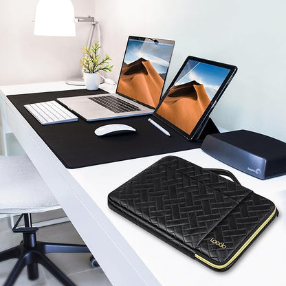 Lacdo 360° Protective Laptop Sleeve Case for 14 inch New MacBook Pro M5/M4/M3/M2/M1 Chips Pro Max A3434 A3112 A3401 A3185 A2918 2025-2021, 13.8" Surface Laptop Copilot+PC Computer Bag, Elegant Black
