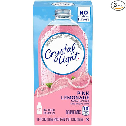 Crystal Light Pink Lemonade Drink Mix (30 Packets, 3 Boxes of 10)