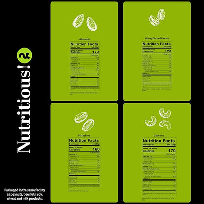 NUT CRAVINGS - Thanksgiving Mixed Nuts Gift Basket + Green Ribbon (4 Assortments) Holiday Xmas Christmas Food Arrangement, Healthy Snack Care Package, Food Assortments