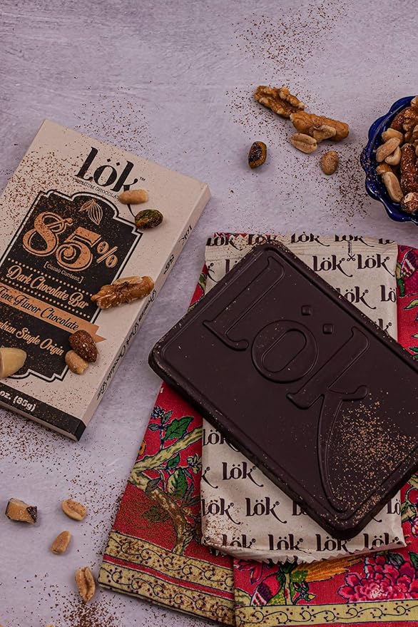 Lok Dark Chocolate Bar 85% Cacao | Fair Trade, Non-GMO, Kosher, Gluten Free, Vegan, Bean-to-Bar, Keto Friendly, Low-Carb, Paleo Lök | 3.0 Ounce 6 Pack