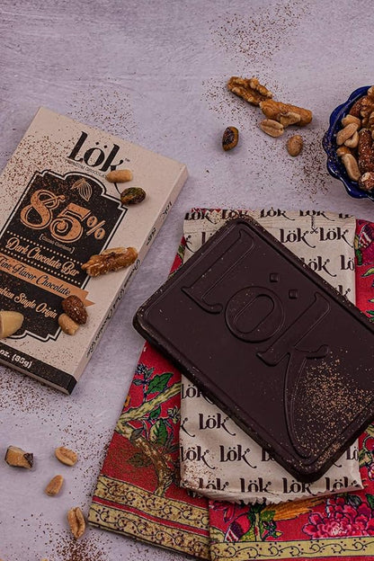 Lok Dark Chocolate Bar 85% Cacao | Fair Trade, Non-GMO, Kosher, Gluten Free, Vegan, Bean-to-Bar, Keto Friendly, Low-Carb, Paleo Lök | 3.0 Ounce 6 Pack
