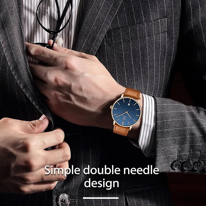 BEN NEVIS Watch, Mens Watch, Minimalist Fashion Simple Wrist Watch Analog Date with Leather Strap