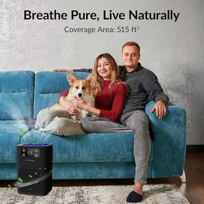 Air Purifiers for Bedroom Home, FETIONS Air Cleaner with Fragrance Sponge Sleep Mode 3-in-1 Filtration System, Compact with H13 HEPA Filter for Pet Dander Pollen Smoke Dust Odor, Black,1 Pack