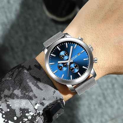 CRRJU Mens Stylish Casual Quartz Watches for Men Luxury Waterproof Calendar Chronograph Japan Movement Wristwatches
