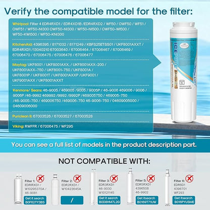 ICEPURE Alkaline UKF8001 Refrigerator Water Filter Replacement for Whirlpool EDR4RXD1, EveryDrop Filter 4, Maytag UKF8001, 4396395, UKF8001P, UKF8001AXX, RFC0900A, UKF8001AXX-200, Enhances PH, 3 Pack