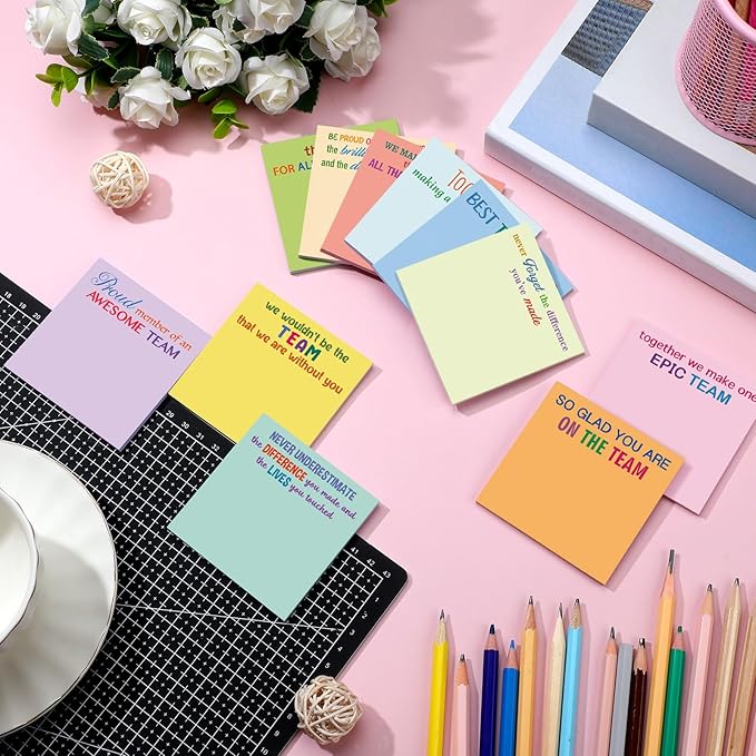 Yinder 24 Pcs Inspirational Sticky Notes Christmas Stocking Stuffers Motivational Sticky Notes Pad Employee Appreciation Gift Bulk for Teacher Nurse Coworker Office 3 x 3'' (Thank You,Elegant)