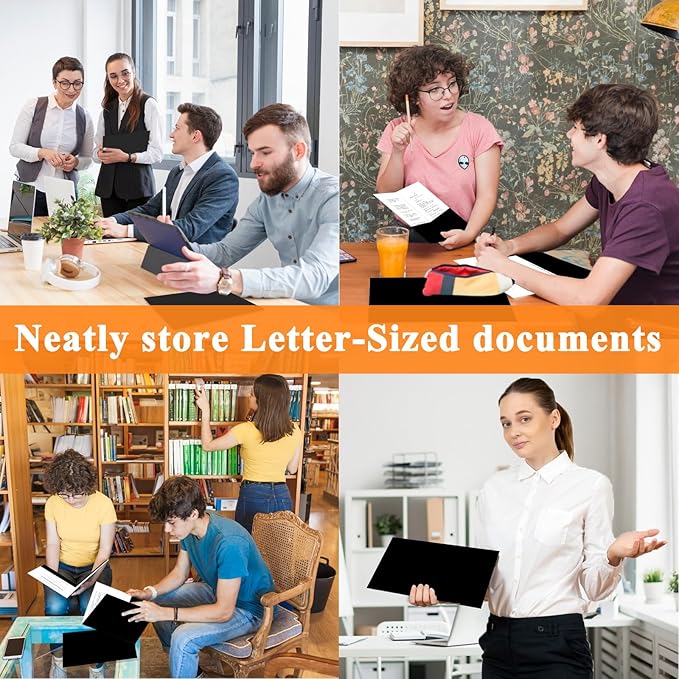 50Pcs Black Two-Pocket Heavyweight File Folder,Letter Size,Paper File Folder for School Office Home Bussines