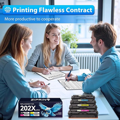 ZIPRINT Compatible Replacement for HP 202X 202A CF500X CF500A Toner Cartridge Compatible for HP Color Laserjet Pro MFP M281fdw M254dw M281cdw M281fdn M254dn M254nw M281 M254 Printer (B/C/Y/M,4-Pack)