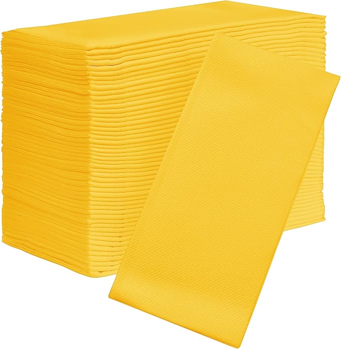 AMERICAN HOMESTEAD Paper Napkins - Yellow Disposable Linen-Like Dinner Napkins - Restaurant-Quality Table Serviettes for Weddings, Parties, and Events - 15.75" x 15.75" - 50 Count
