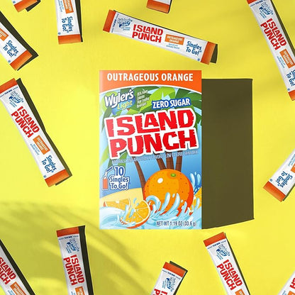 Wyler's Light Island Punch Singles To Go, Water Drink Mix, Outrageous Orange, 10 Count, Pack Of 12 (120 Single Servings)