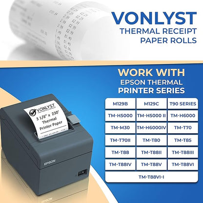 3 1/8 x 230 Thermal Paper Receipt Roll for Epson Printer (Pack 06 rolls)