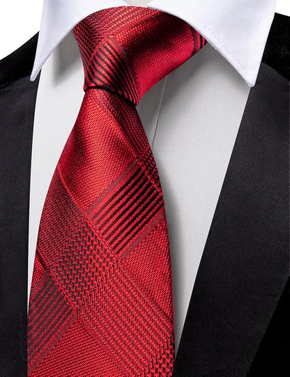 Barry.Wang Tie Sets for Men Silk Solid Necktie Stain Ties Handkerchief Pocket Square Cufflinks Wedding Business Dyed
