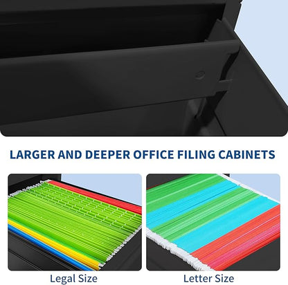 4-Drawer Locking Vertical File Cabinet, Metal Storage Cabinet for Office/Home – Secure Vertical Filing for Letter/Legal/A4/F4 Documents, Easy to Assemble Steel Cabinet (Black, 4 Drawer-52 H)