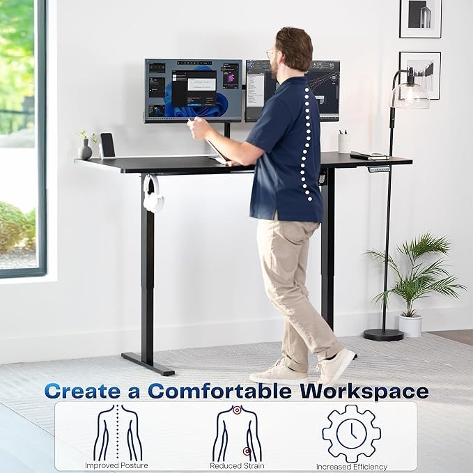 VIVO Electric 71 x 30 in Standing Desk, Memory Height Adjustment, 1B Series, Black Top Black Frame, DESK-KIT-1B7B