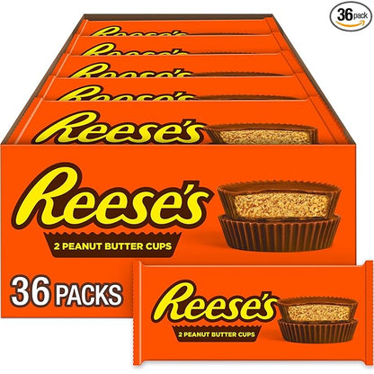 REESE'S Milk Chocolate Peanut Butter Cups, Candy Packs, 1.5 oz (36 Count)