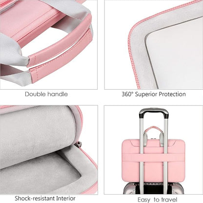 Lacdo 360° Protective Laptop Shoulder Bag, 16 inch Laptop Bag for 16 inch New MacBook Pro M4/M3/M2 /M1 Pro Max A3403 A3186 A2991 A2780 A2485 2024-2019, 15" Surface Laptop 7th Copilot+PC Computer, Pink