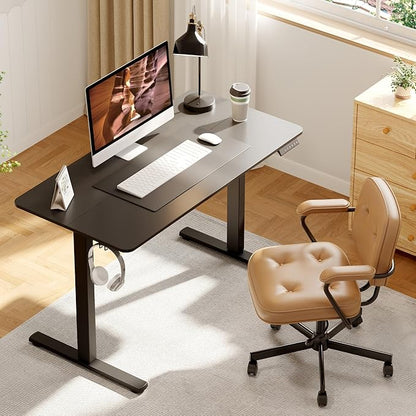 Adjustable Standing Desk, 47x24 Inches Home Office Desk with Memory Preset, Home Office Desk Computer Workstation Splice Black Top + Black Frame
