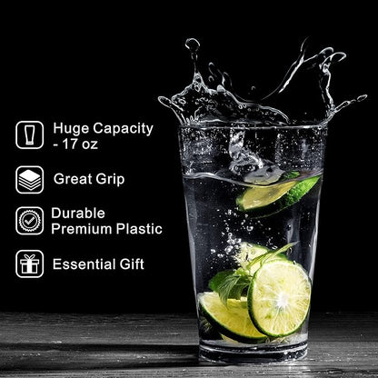 unbreakable Plastic Drinking Glasses [Set of 6] Shatterproof Drinking Cups, reusable Drinking Tumblers, Plastic glass cup, Drinking cup, Dishwasher Safe (16 Ounces)