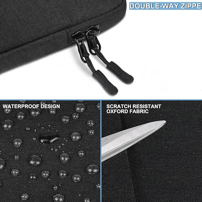 Laptop Sleeve Bag 17 Inch, Shockproof Protective Computer Sleeve Cover with Accessories Pocket, Water Resistant Traveling Carrying Laptop Bag Compatible for 17.3 Inch Dell HP Acer Asus Lenovo, Black