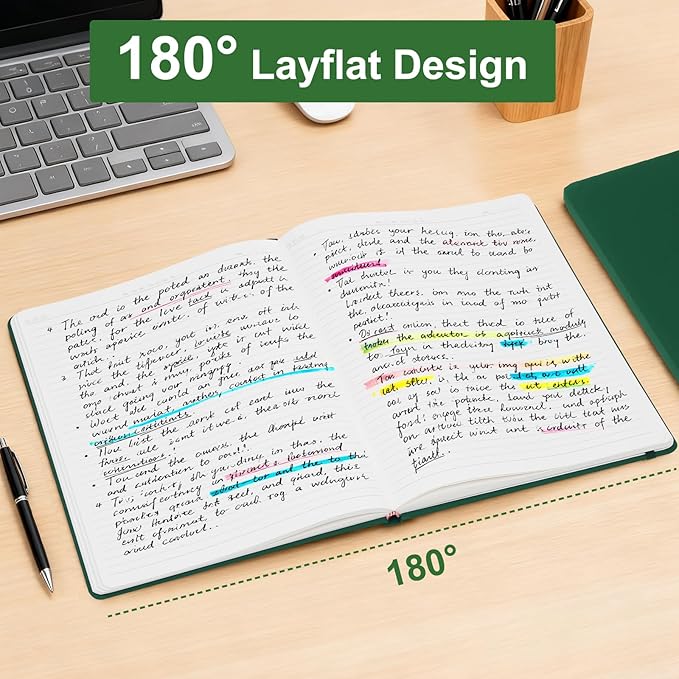 COMIX A4 Lined Journal Notebooks, 240 Pages, Large Size-8.5" x 11", Dark Green, Hardcover Journaling Notebooks for Men & Women- Fits for Office, Business, School, Notes Taking & Writing