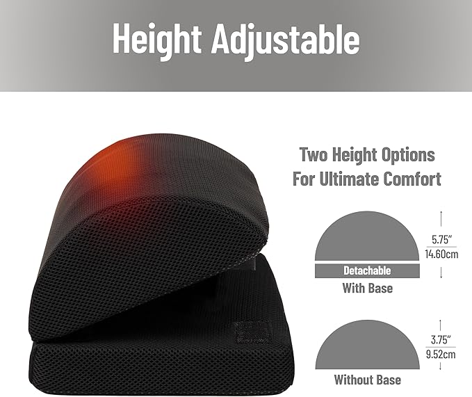 Mind Reader Heated Memory Foam Footrest, Under Desk Ergonomic Support with 4 Heat Settings, Timer & Auto Shut-Off, Adjustable Height, Black