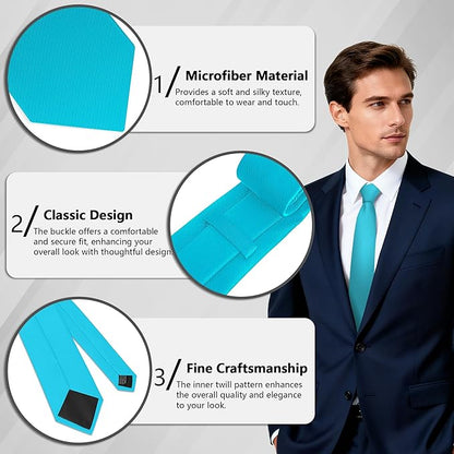 Fineknot Black Ties for Men, Formal Neckties for Men, Solid Color Mens Ties for Business, Wedding, Party, Mens Neck Tie