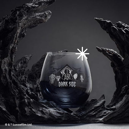 JoyJolt Star Wars Dark Side Stemless Drinking Glasses Set of 4, 15 oz Tumblers, Kitchen Glasses ft. General Grievous, Kylo Ren, Darth Vader, Emperor Palpatine, Darth Maul
