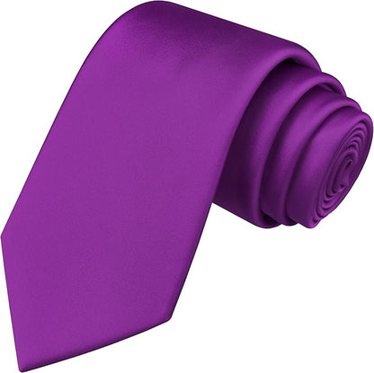 Branduce 3.15"（8cm） Mens Solid Satin Tie Pure Color Necktie for Business and Wedding + Gift Box