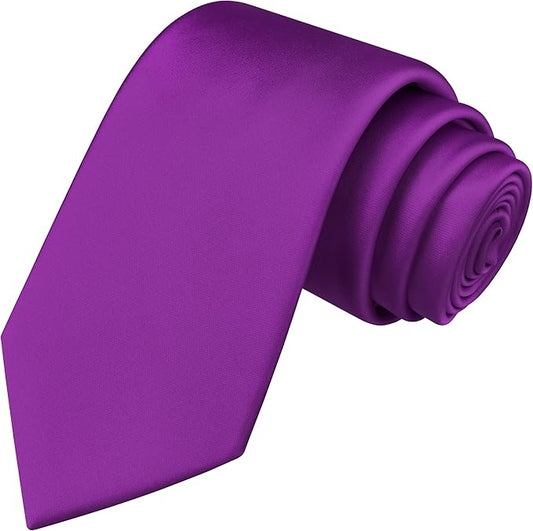 Branduce 3.15"（8cm） Mens Solid Satin Tie Pure Color Necktie for Business and Wedding + Gift Box