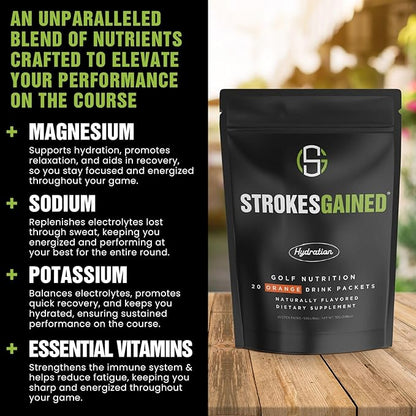 Golf Hydration Orange Electrolyte Powder – Sugar Free Drink Mix Packets – Golf Accessories for Men & Women – Golf Gifts – 20 Stick Packs