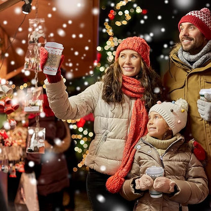 100 Set Christmas Paper Coffee Cups 16 Oz Double-Layer Ugly Christmas Sweater Paper Cups with Lids Cup Sleeves Disposable Winter Cups for Cold Hot Beverages Xmas Party Supplies, 6 Designs