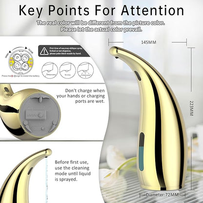 Adjustable Automatic Soap Dispenser Touchless, 4 Adjustable Levels Touchless Sensor Liquid Soap Pump Dispenser，300ml Rechargeable Magnetic Charging Hand Soap Dispenser for Kitchen，Bathroom