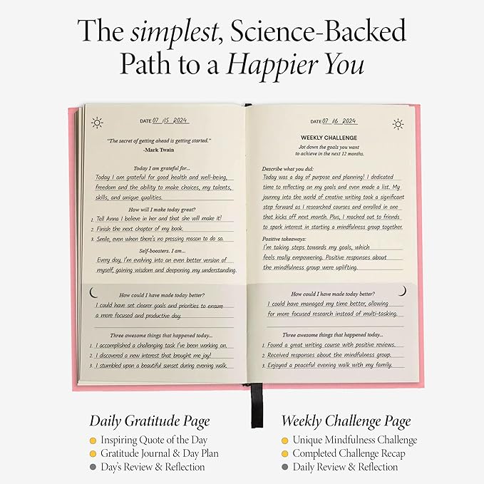 The Original Gratitude Journal for Women 2026 - Daily Gratitude Practice for Girls with Inspiring Quotes & Mindful Prompts for Affirmation Reflection and Happiness - Premium Linen Pink