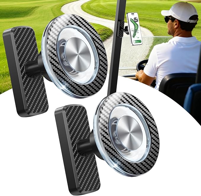 Magnetic Golf Cart Phone Holder 2 Pack, 360° Rotation Golf Accessories for Mens Gifts Ideas, Birthday Gifts for Men Dad Him Grandpa Papa Husband, Upgraded Magnetic Phone Mount for Golf Cart
