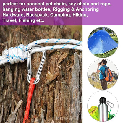 Acrux7 60 Pack Carabiner Clips M4 1.5 Inch Heavy Duty Spring Snap Hook Galvanized Steel Small Carabiner Clips Bulk for Keys Swing Camping Fishing Hiking Traveling
